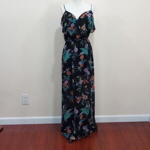 NEW!  Do+Be Ruffle Cold Shoulder Elastic Waist Floral Print Maxi Dress - S